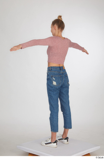 Kate Jones blue jeans casual dressed pink long sleeve t…